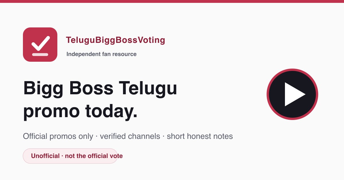 Bigg Boss Telugu promos cover card with a play-button motif